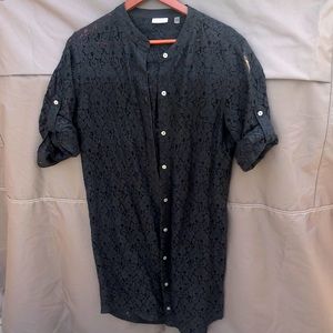 M DKNYC long lace button up tunic